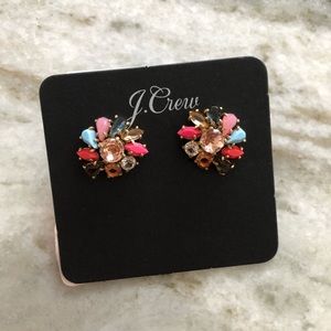 NWOT- J. Crew Krystal cluster Rose Round Earrings